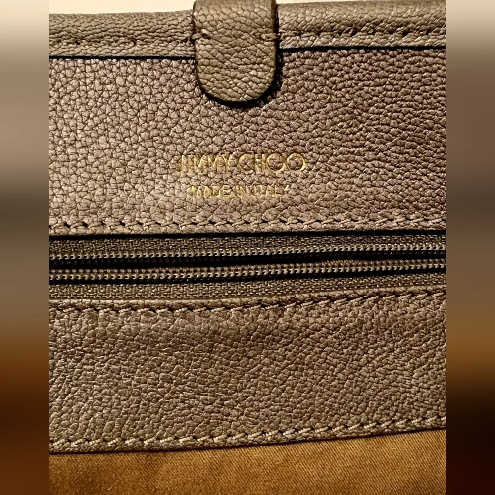 Jimmy Choo's Sasha Star-Studded Gray Metallic, Adjustable Tote Bag - Picture 6 of 10